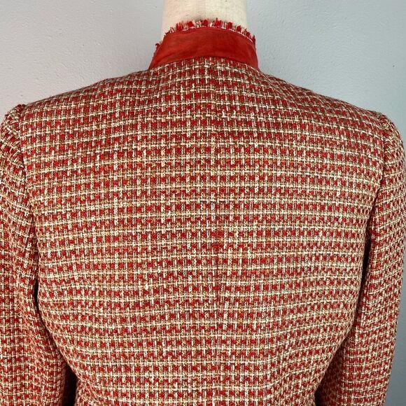 Vintage Red and Orange Tweed Dress Jacket Size 8 EUC - Picture 7 of 9